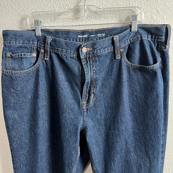 Old Navy Bootcut Jeans Men's 44x34 Dark Wash High Rise 100% Cotton Non Stretch - Picture 2 of 7